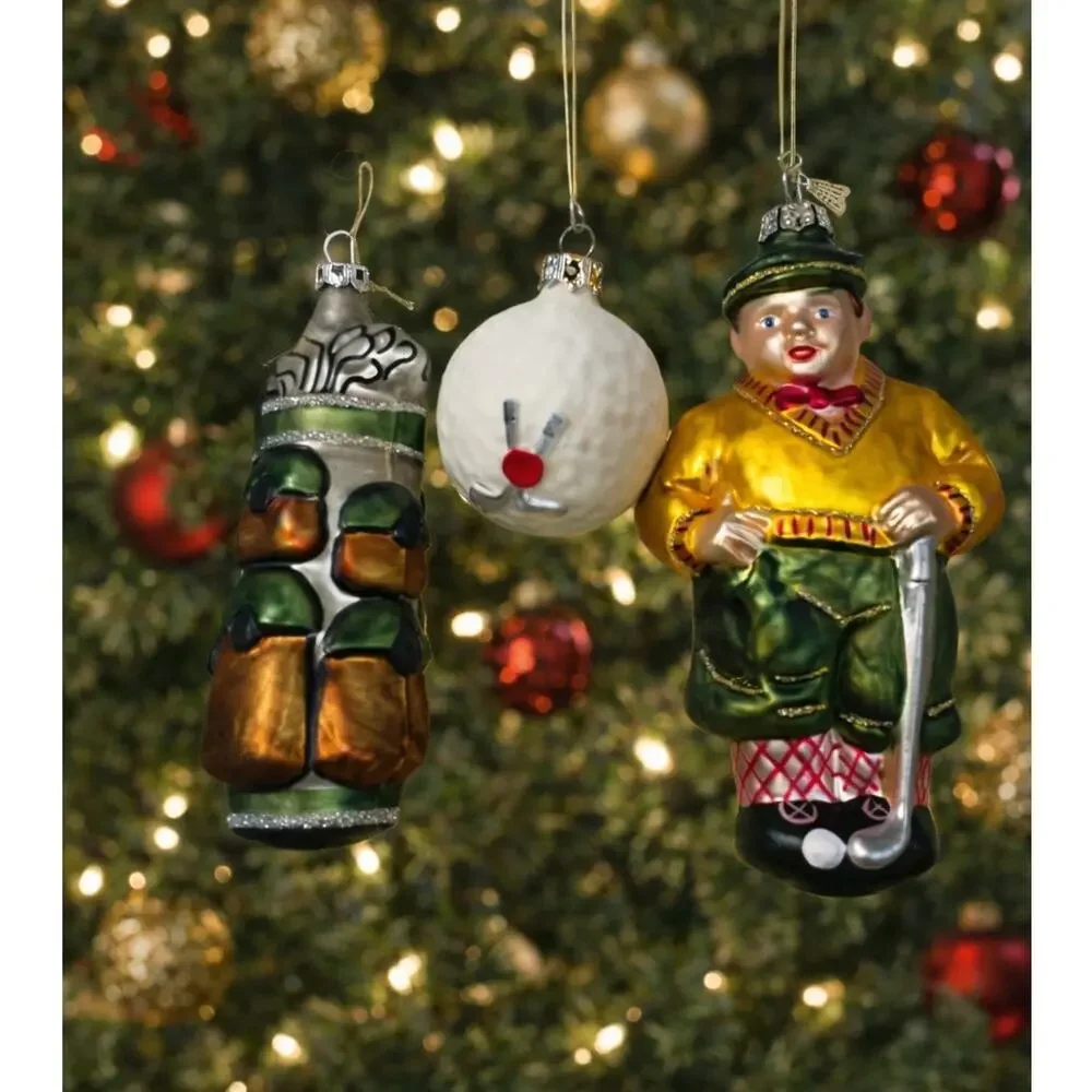 Kein Spielzeug german vintage golf Christmas ornament set glass holiday decor